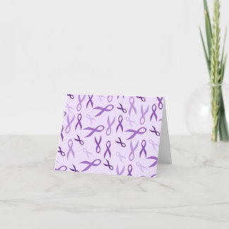 Purple Ribbon Awareness Thank You Notes Stationery
