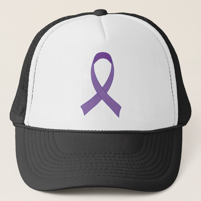 Purple Ribbon Awareness Tshirt Gift Trucker Hat (Front)