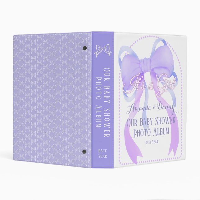 Purple Ribbon Baby Shower Binder (Background)