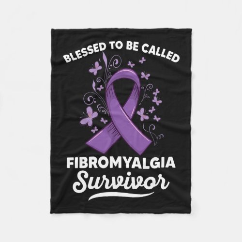 Purple Ribbon Blessed And Survivor Of Fibromyalgia Fleece Blanket