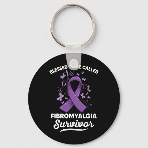 Purple Ribbon Blessed And Survivor Of Fibromyalgia Keychain