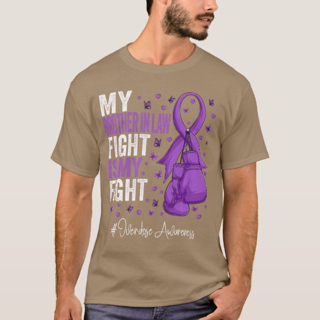 Purple Ribbon Brother In Law Overdose Awareness Pr T-Shirt (Front)