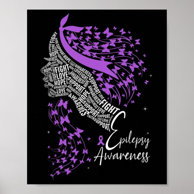 Purple Ribbon Butterfly Epilepsy Awareness  Poster (Front)