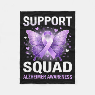 Purple ribbon butterfly support squad alzheimer’s fleece blanket