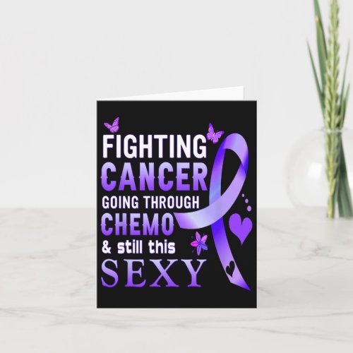 Purple Ribbon Chemo Gift Womens Fighting Cancer Su Card