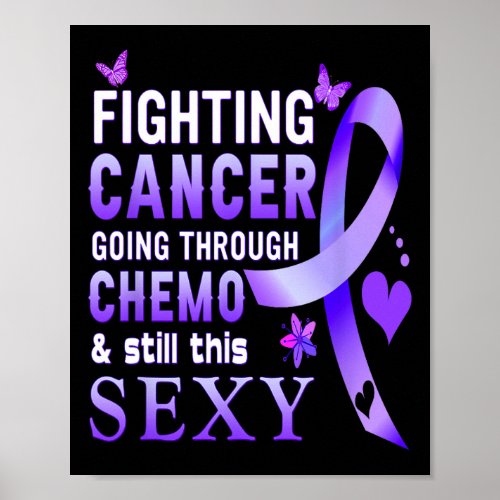 Purple Ribbon Chemo Gift Womens Fighting Cancer Su Poster