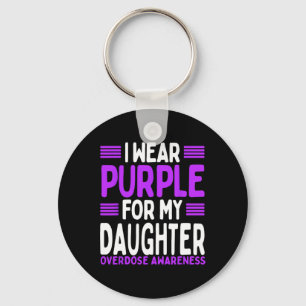 Purple Ribbon Children Kid Overdose Awareness Son Keychain