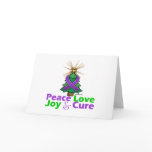 Purple Ribbon Christmas Peace Love, Joy & Cure Holiday Card