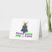 Purple Ribbon Christmas Peace Love, Joy & Cure Holiday Card