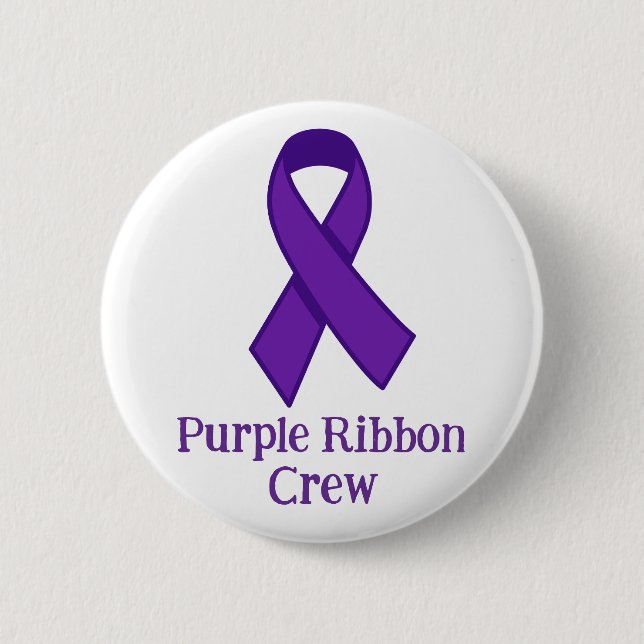 Purple Ribbon Crew Button (Front)