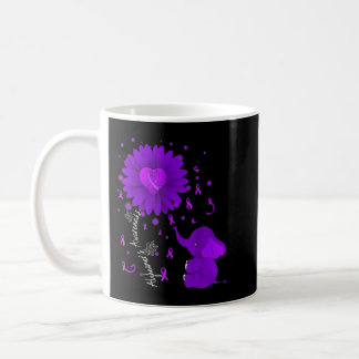 Purple Ribbon Daisy Flower Elephant Alzheimer Awar Coffee Mug