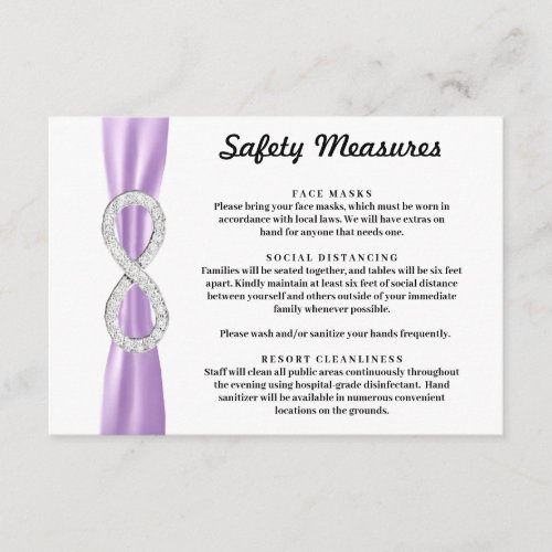 Purple Ribbon Diamond Infinity Safety Measures Enclosure Card