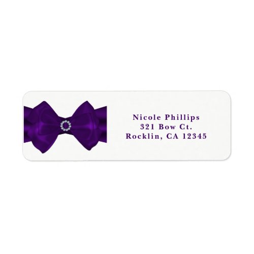 Purple Ribbon  Diamonds Glam Bling Invitation Label