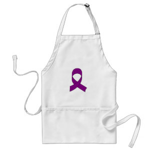 Purple Ribbon Drawing Adult Apron