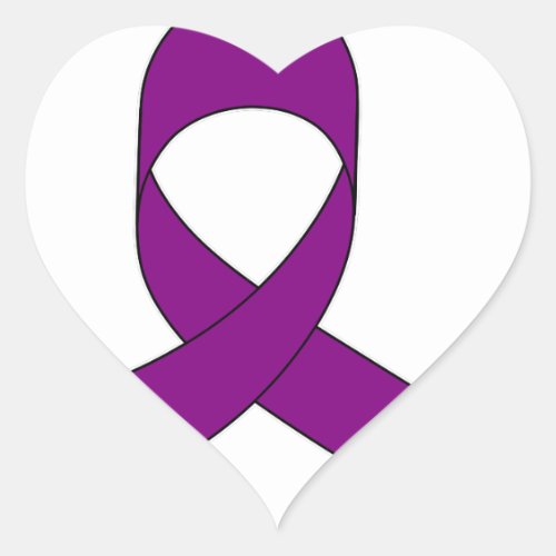 Purple Ribbon Drawing Heart Sticker