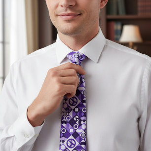 Purple Ribbon Epilepsy Awareness Support Neck Tie