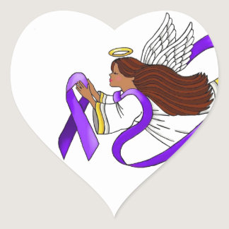 "Purple Ribbon" Ethnic Angel of Awareness Heart Sticker