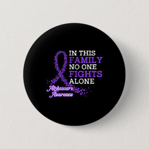 Purple Ribbon Family Alzheimer Awareness Button