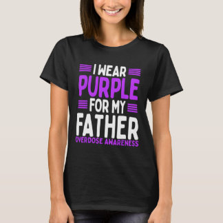 Purple Ribbon Father Papa Overdose Awareness Dad  T-Shirt