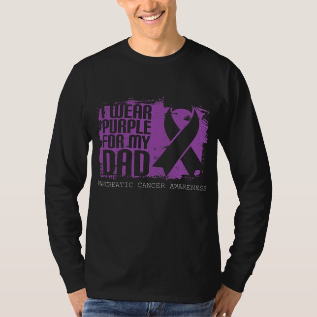 Purple Ribbon Fighter Dad Pancreatic Cancer T-Shirt (Front)