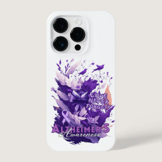 Purple Ribbon Floral Splash-Alzheimer's Awareness iPhone 14 Pro Case