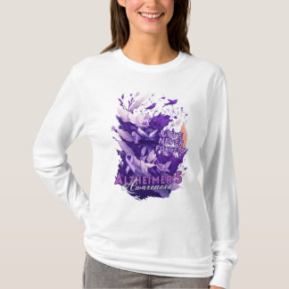 Purple Ribbon Floral Splash-Alzheimer's Awareness T-Shirt