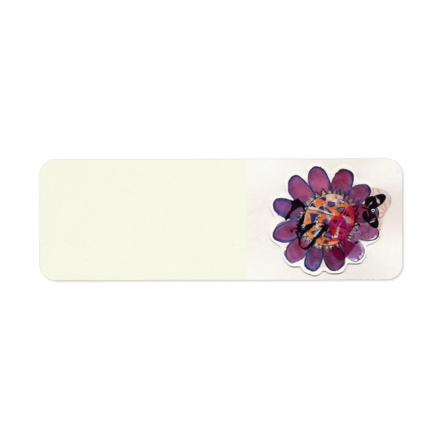 Purple  Ribbon Flower Label (Front)