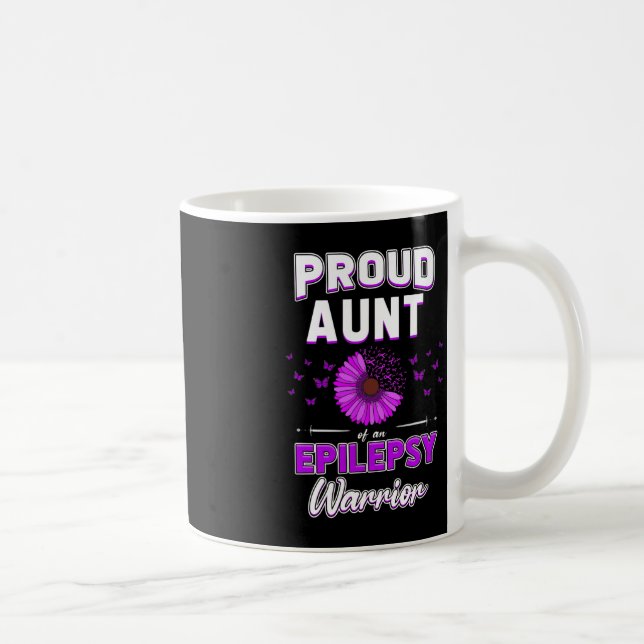 Purple Ribbon Flower Proud Aunt Nephew Niece Epile Coffee Mug (Right)