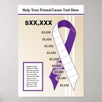 Purple Ribbon Gage Poster by FundraisingAndGoals at Zazzle