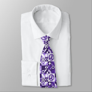 Purple Ribbon Geometric Epilepsy Awareness Neck Tie