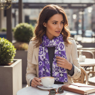 Purple Ribbon Geometric Epilepsy Awareness Scarf