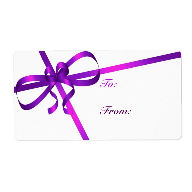 Purple Ribbon Gift Labels (Front)
