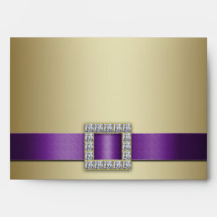 Purple Ribbon Gold 50th Wedding Anniversary A7 Envelope
