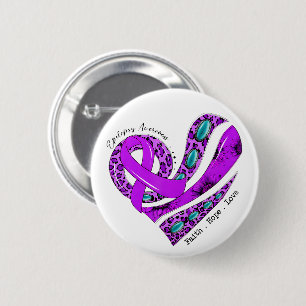 Purple Ribbon Heart Epilepsy Awareness Button
