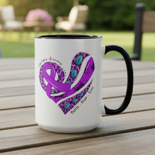 Purple Ribbon Heart Epilepsy Awareness Mug