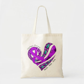 Purple Ribbon Heart Epilepsy Support Tote Bag