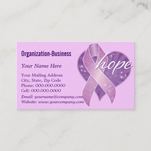 purple ribbon hope business card