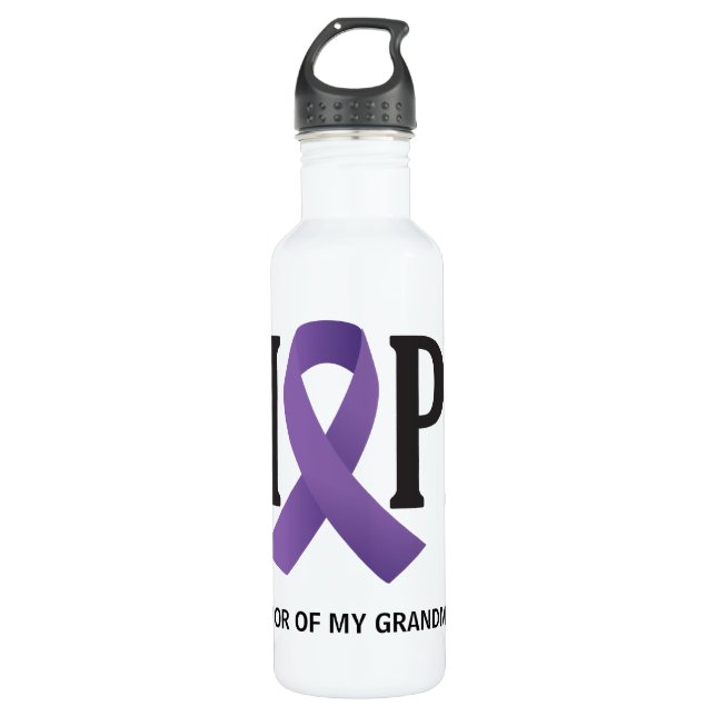 Purple Ribbon Hope for a Cure Stainless Steel Water Bottle (Front)