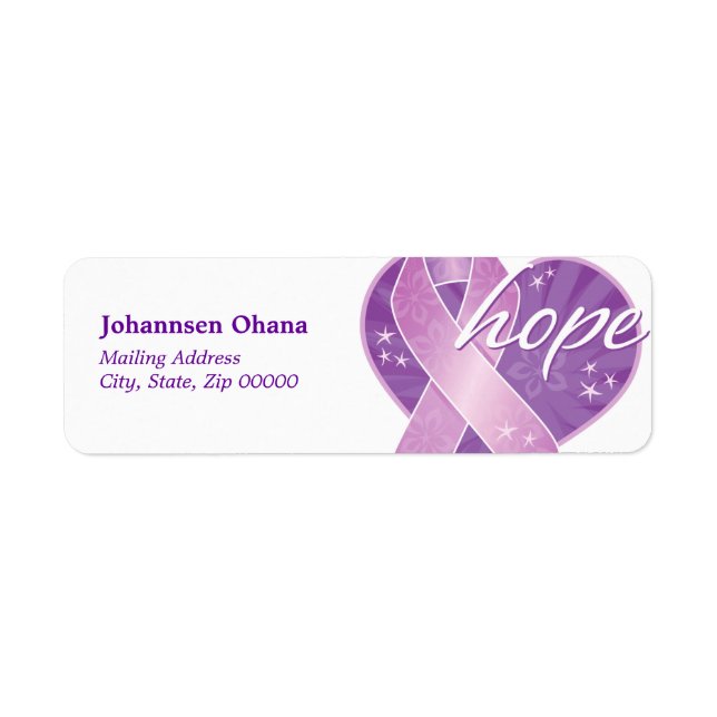 purple ribbon hope ~ mailing label (Front)