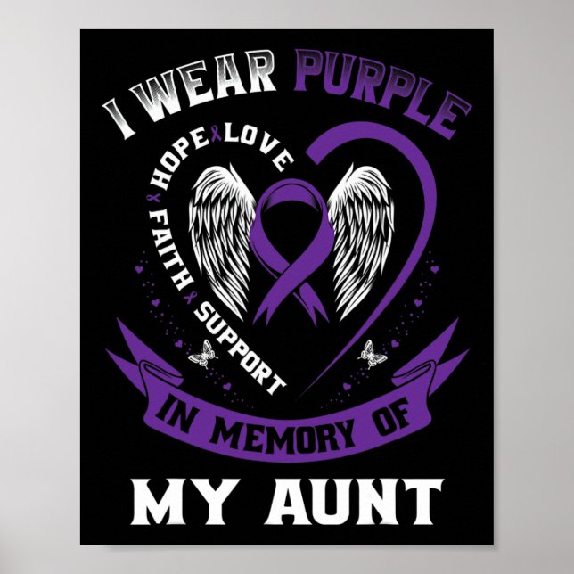 Purple Ribbon In Memory Of Aunt Pancreatic Cancer  Poster (Front)