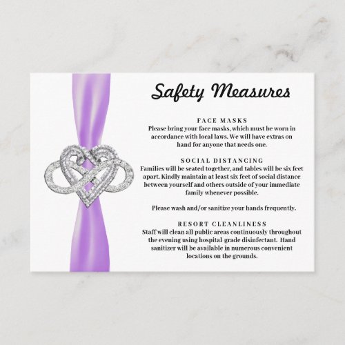 Purple Ribbon Infinity Heart Safety Measures Enclosure Card