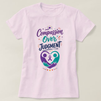 Purple Ribbon Mental Health Support  T-Shirt