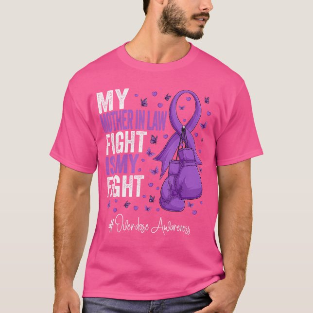 Purple Ribbon Mother in law Overdose Awareness T-Shirt (Front)