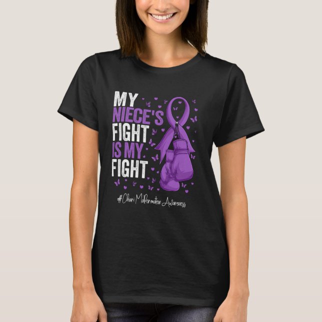 Purple Ribbon Niece Chiari Malformation Awareness T-Shirt (Front)