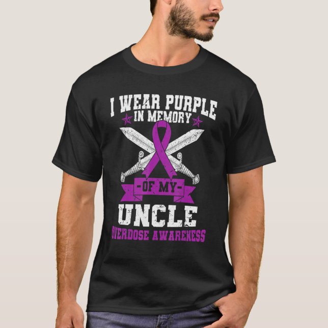 Purple Ribbon Overdose Awareness Month Costume Unc T-Shirt (Front)