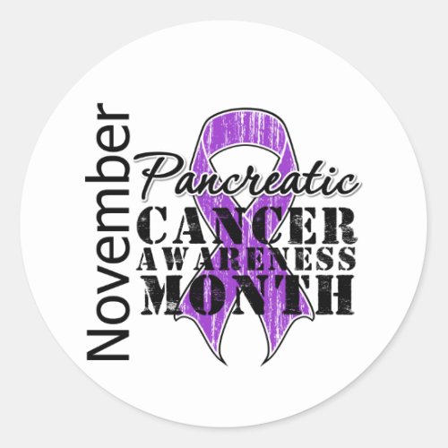 Purple Ribbon _ Pancreatic Cancer Awareness Month Classic Round Sticker