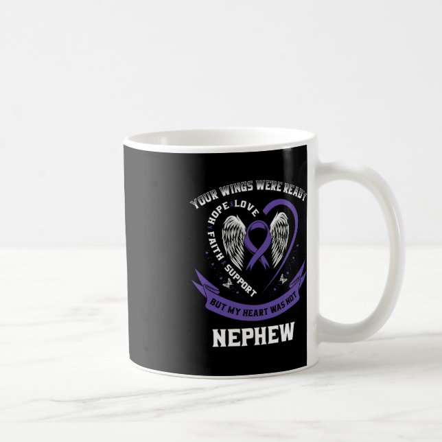 Purple Ribbon Pancreatic Cancer Awareness Nephew H Coffee Mug (Right)