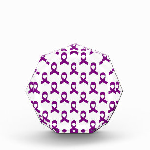 Purple Ribbon Pattern Acrylic Award