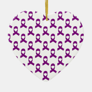 Purple Ribbon Pattern Ceramic Ornament