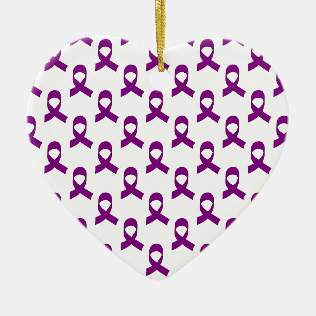Purple Ribbon Pattern Ceramic Ornament (Front)